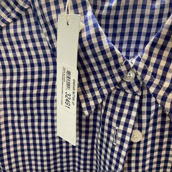 Elsie & Zoey Gingham Button Up Blue & White Medium Brand New - Picture 8 of 8
